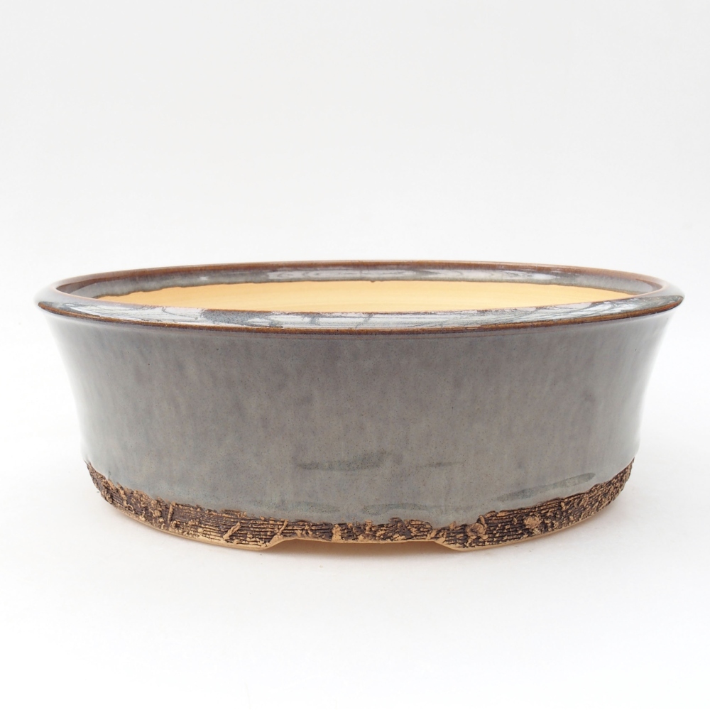 Pot à bonsaï en céramique 25,5 x 25,5 x 8 cm, couleur grise