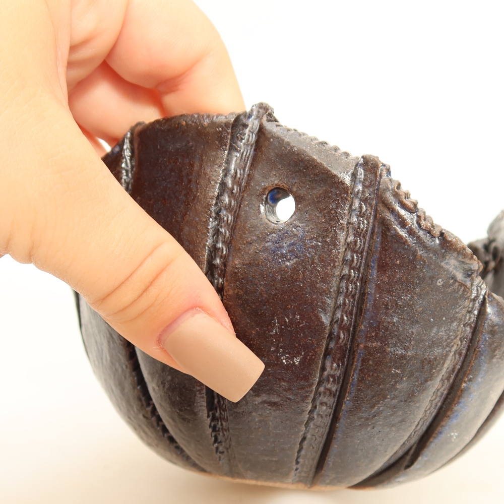 Coquille en céramique pour kokedama, 13,5 x 12 x 8 cm, couleur bleue