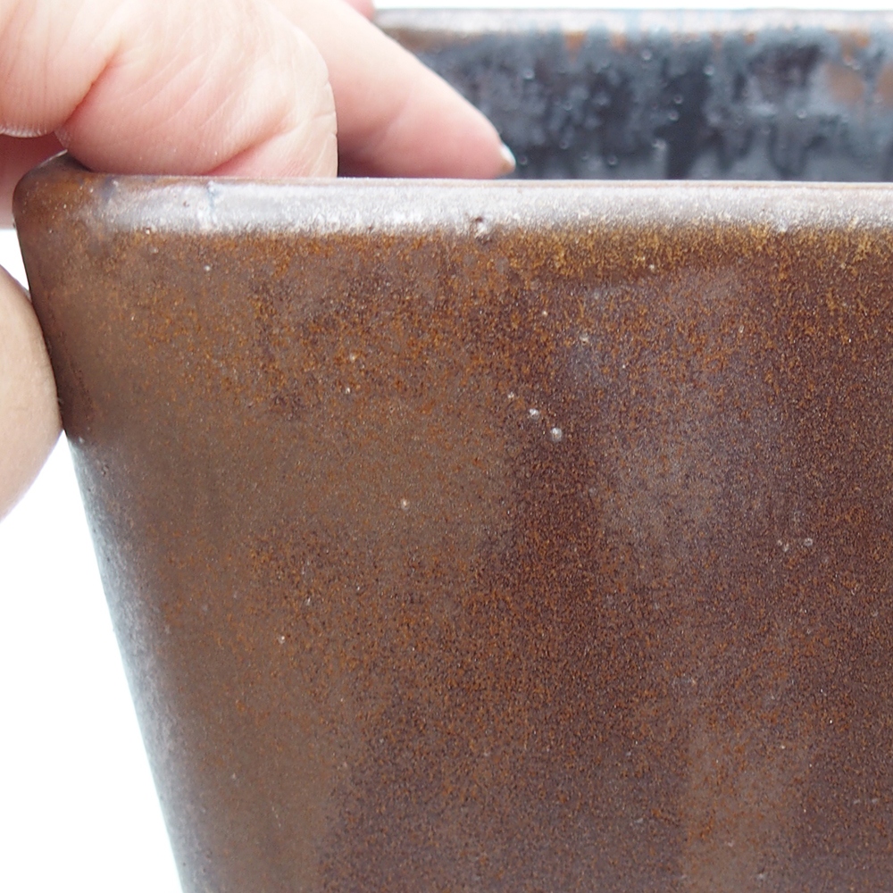 Bol à bonsaï en céramique 13 x 13 x 13 cm, brun