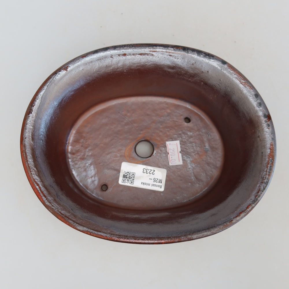 Pot à bonsaï en céramique 19,5 x 15,5 x 6,5 cm, couleur métallique