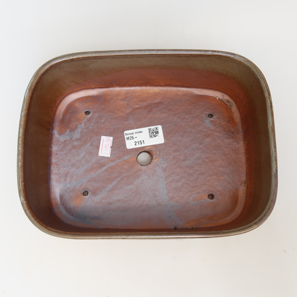 Pot à bonsaï en céramique 23 x 17,5 x 7,5 cm, couleur marron