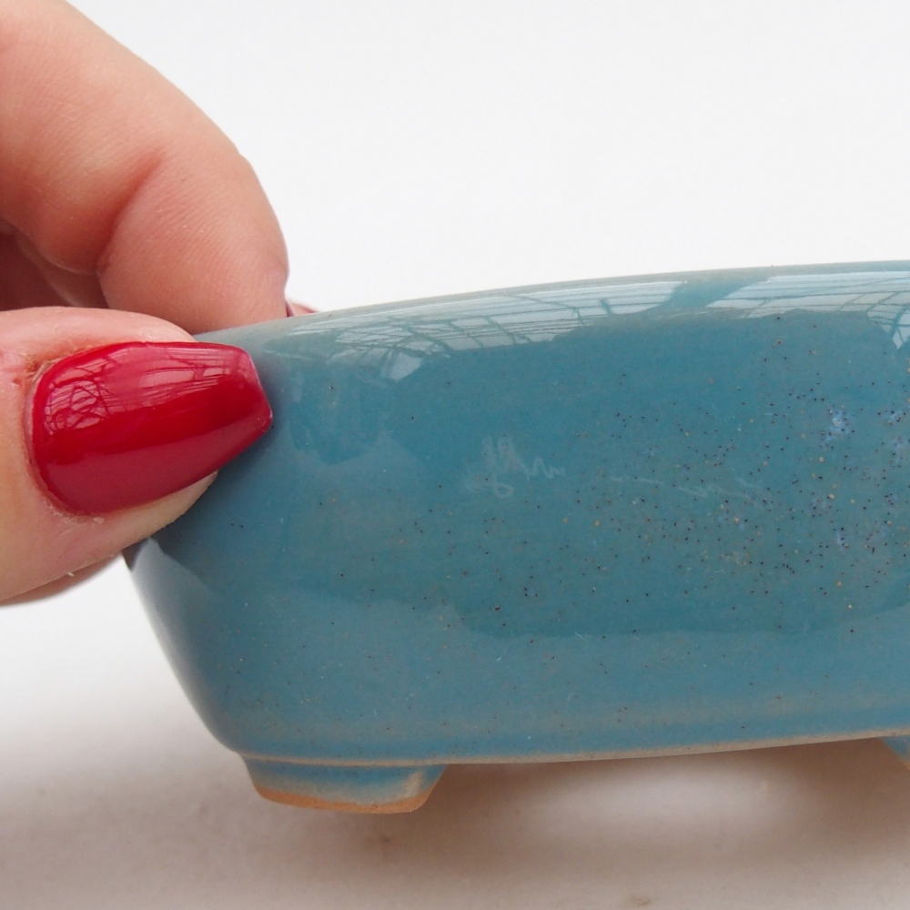 Bol à bonsaï en céramique 9,5 x 7,5 x 3,5 cm, couleur bleu