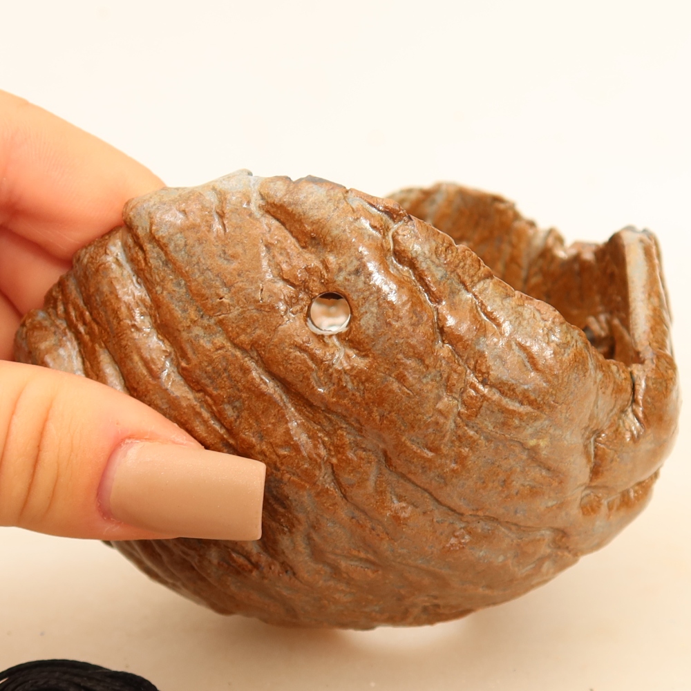 Coquille en céramique pour kokedama, 9 x 9 x 7 cm, couleur marron