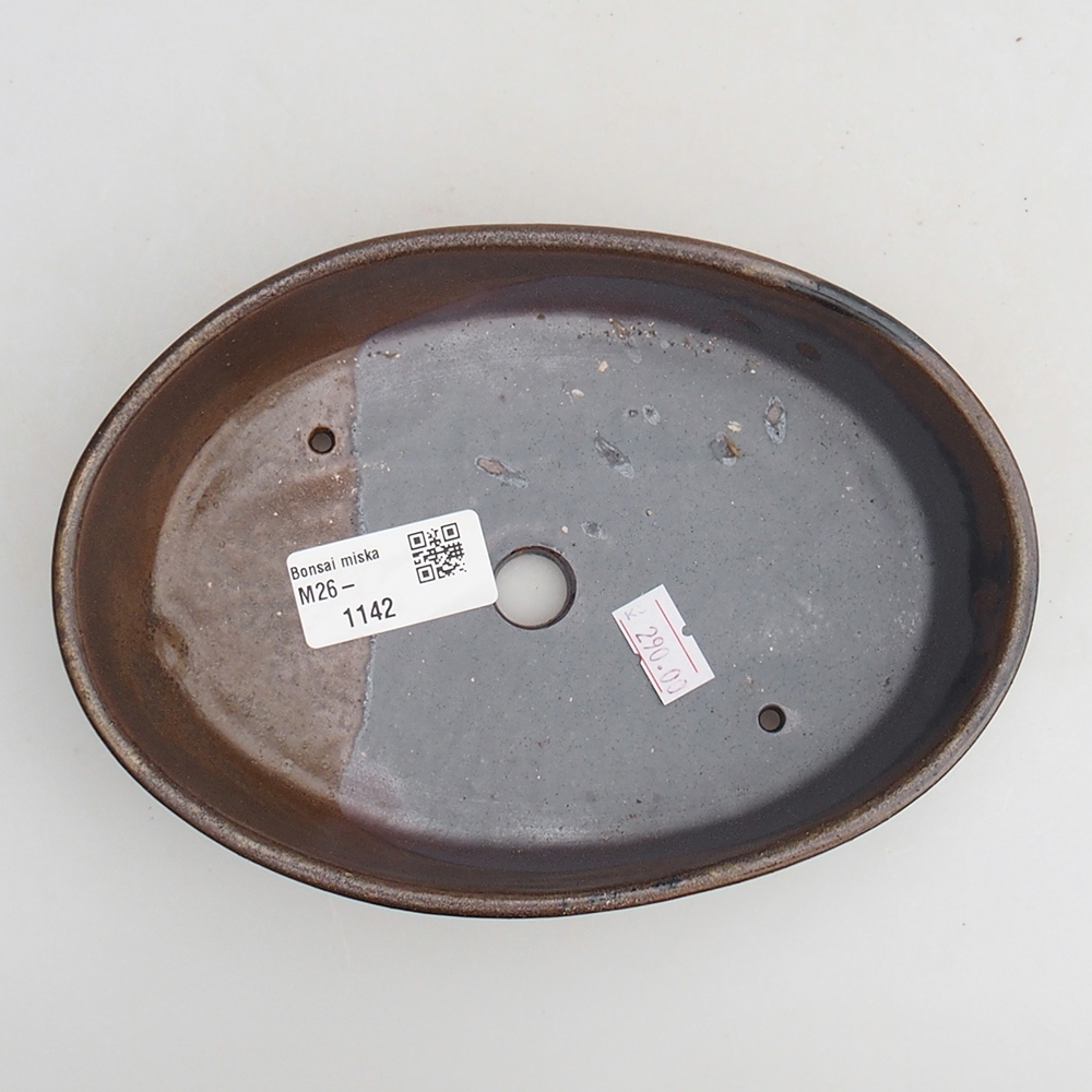 Bol à bonsaï en céramique 18,5 x 13 x 4 cm, brun