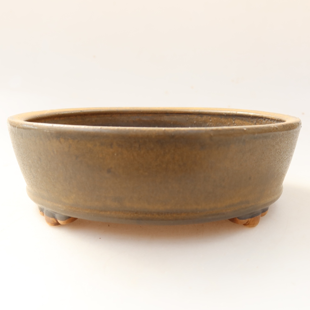 Bol à bonsaï en céramique 15,5 x 15,5 x 5 cm, brun