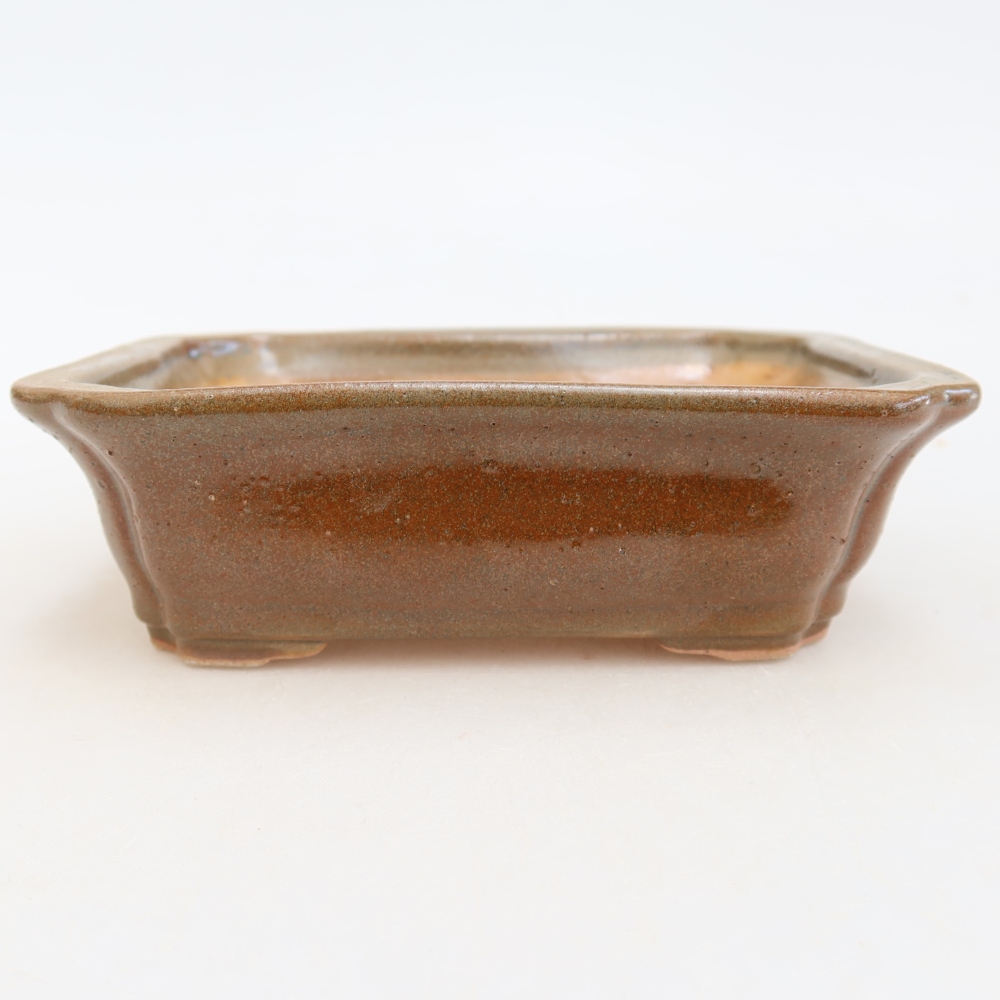 Pot à bonsaï en céramique 13 x 10,5 x 4,5 cm, couleur marron