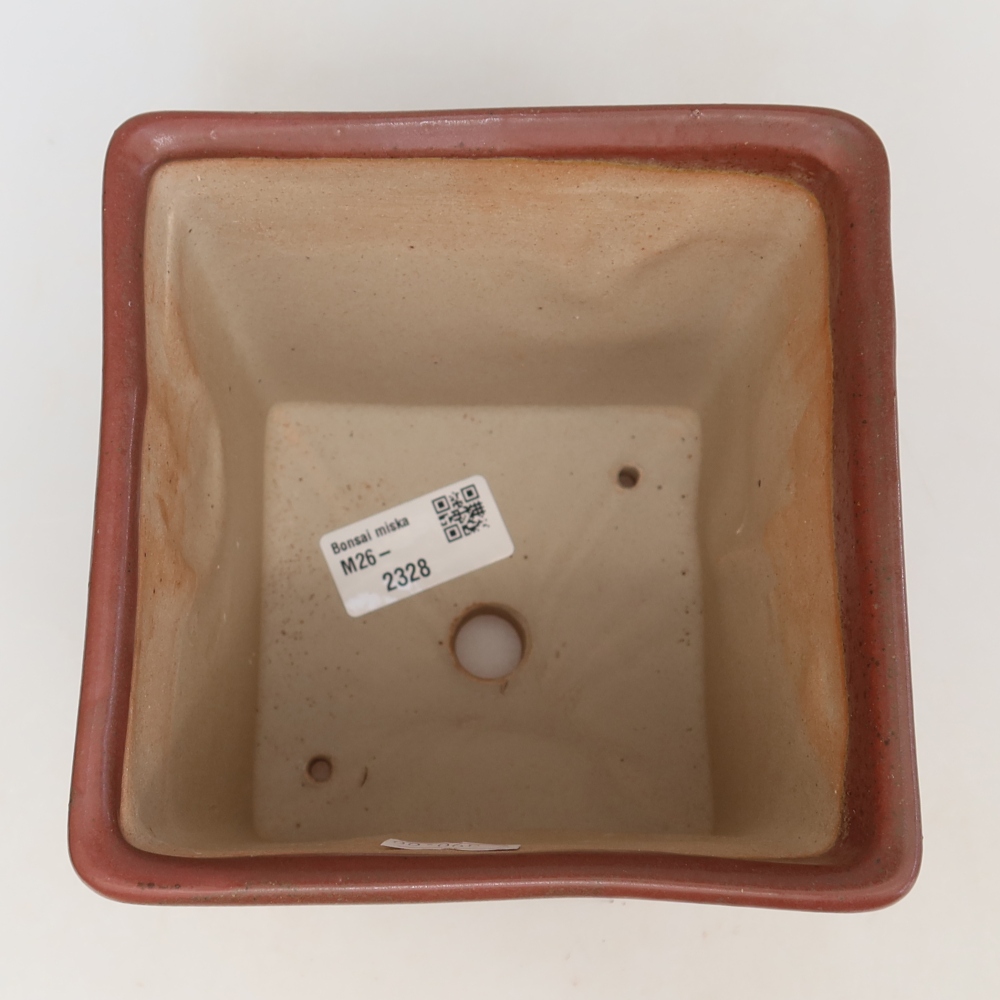 Pot à bonsaï en céramique 13 x 13 x 14 cm, couleur rose