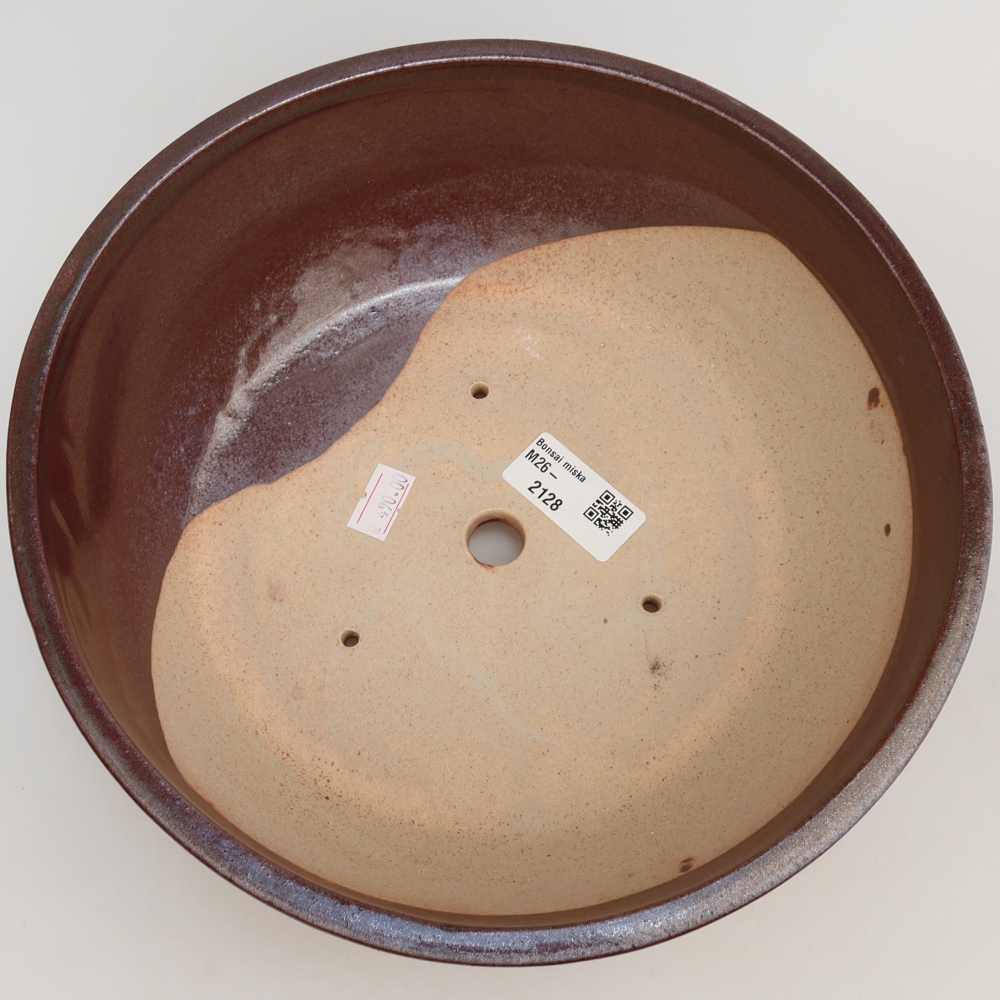Pot à bonsaï en céramique 24,5 x 24,5 x 7,5 cm, couleur bordeaux