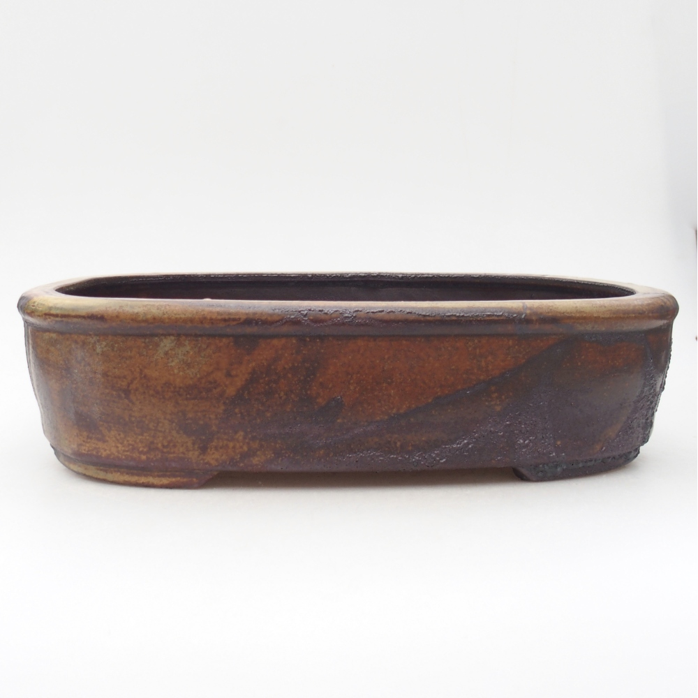 Bol à bonsaï en céramique 32 x 25 x 8 cm, couleur brun-vert