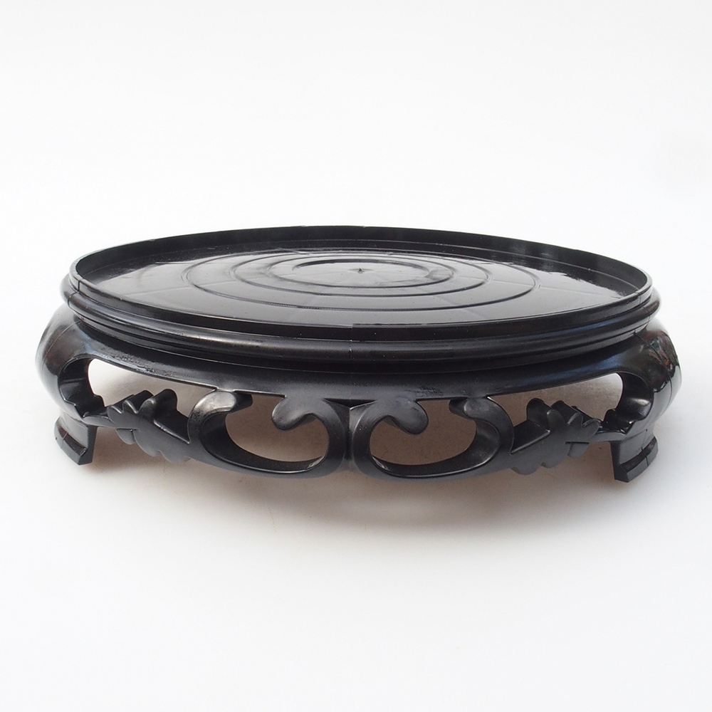 Table à bonsaï en plastique ronde 17,5 x 17,5 x 4 cm, couleur noire