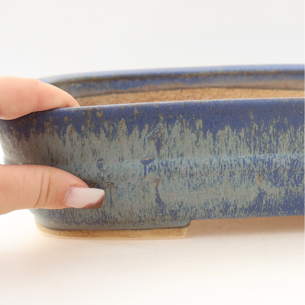 Bol à bonsaï en céramique 29,5 x 24,5 x 7,5 cm, couleur bleu