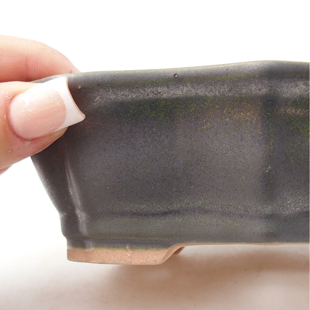 Bol à bonsaï en céramique 15,5 x 11 x 4,5 cm, vert métallique
