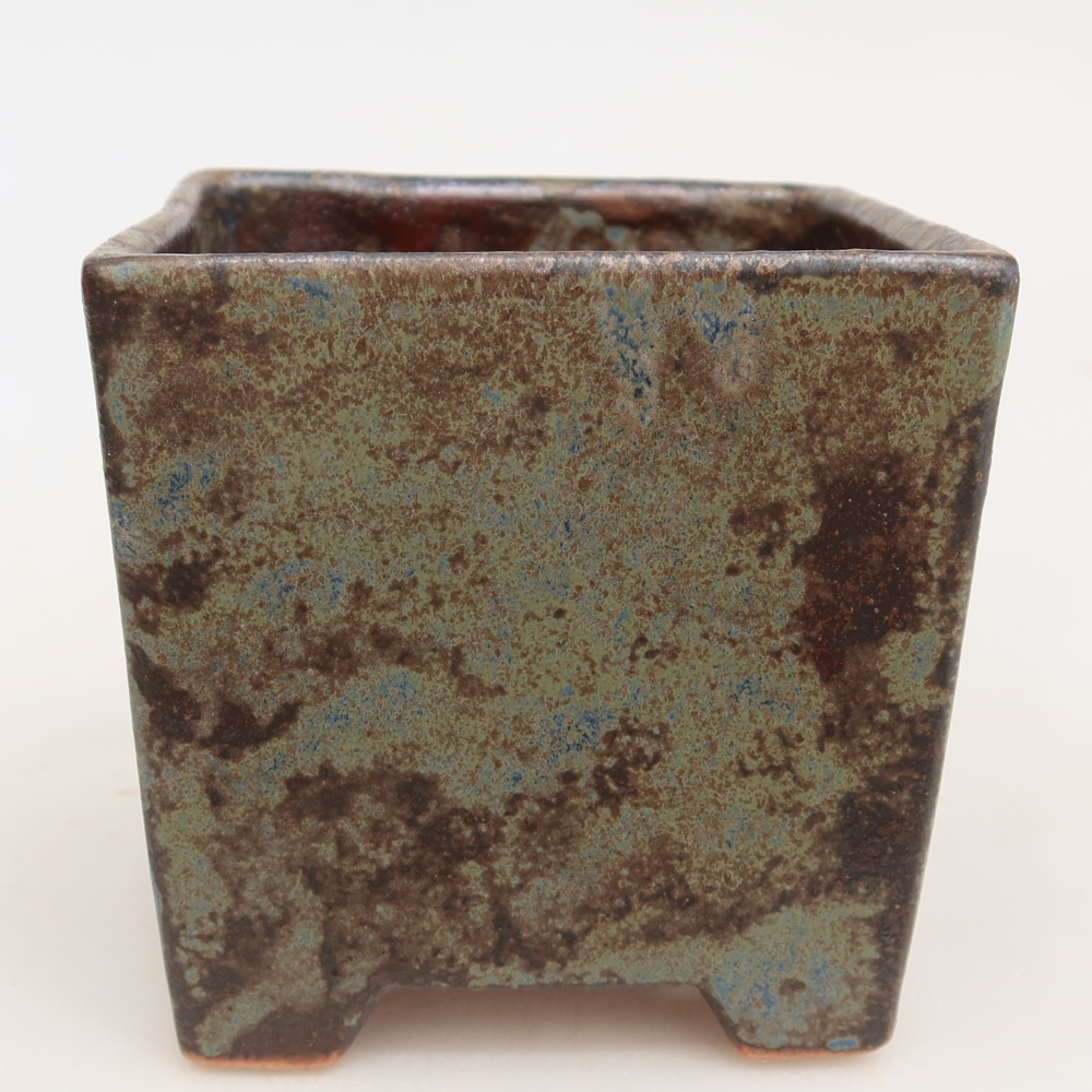 Pot à bonsaï en céramique 8,5 x 8,5 x 9 cm, couleur marron