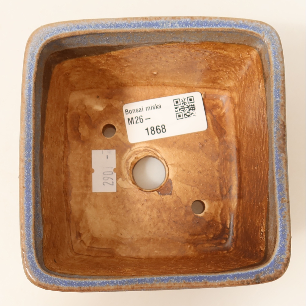 Pot à bonsaï en céramique 10,5 x 10,5 x 7 cm, couleur bleue