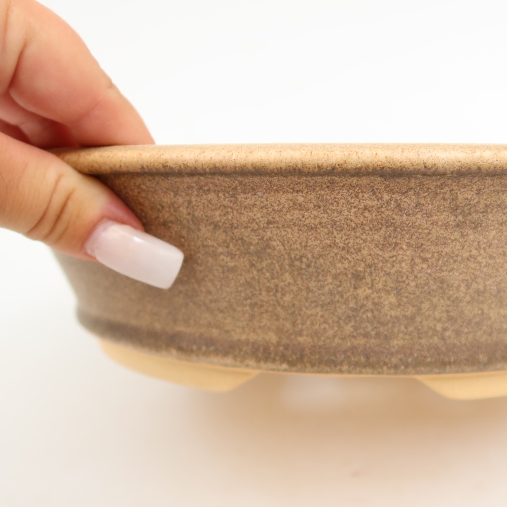 Pot à bonsaï en céramique 25,5 x 25,5 x 6,5 cm, couleur marron