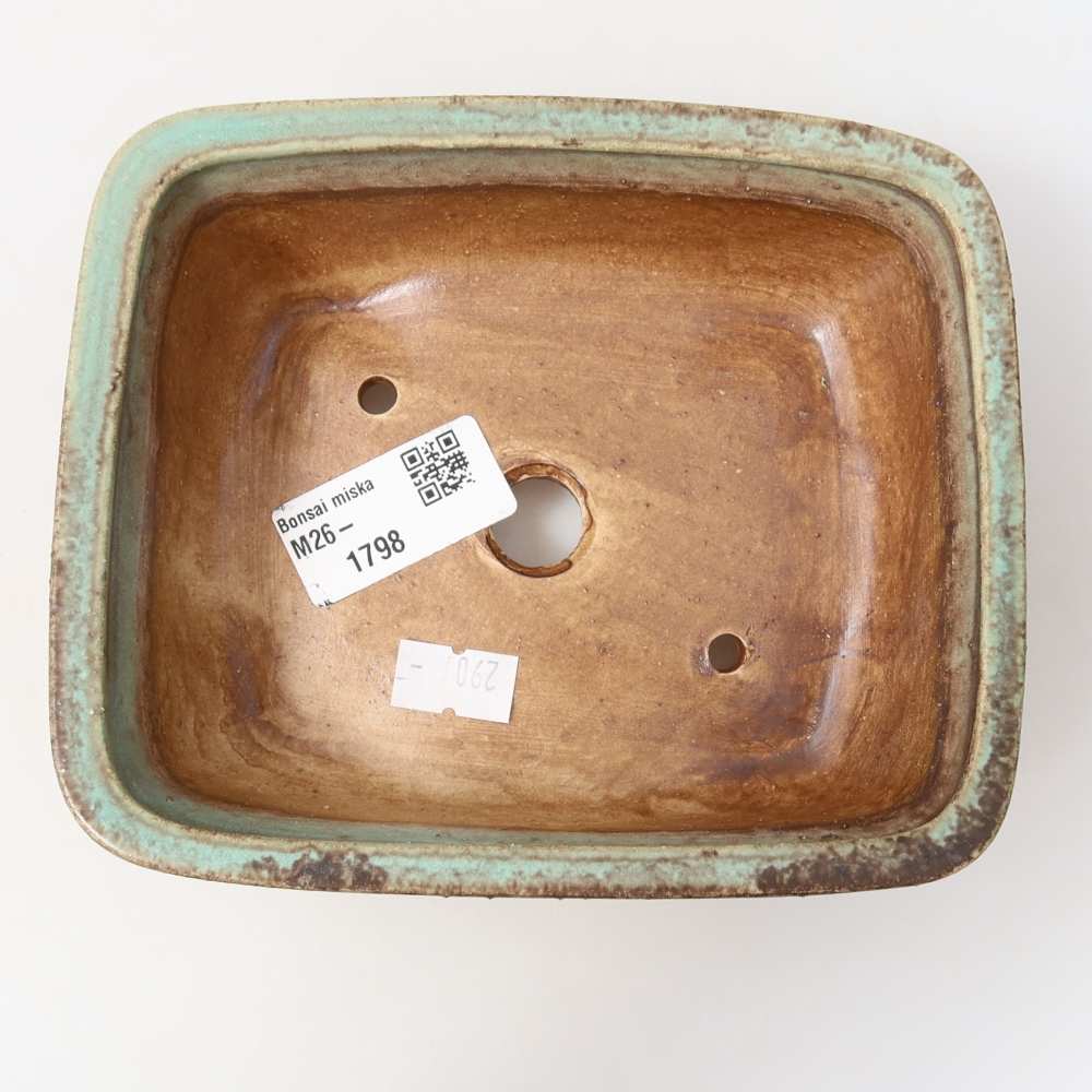 Pot à bonsaï en céramique 15 x 13 x 4,5 cm, couleur verte