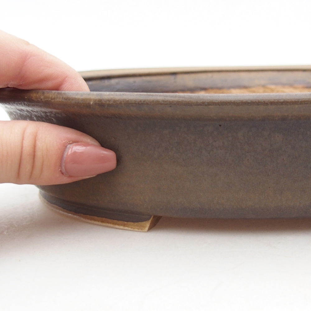 Bol à bonsaï en céramique 24 x 21 x 5 cm, brun