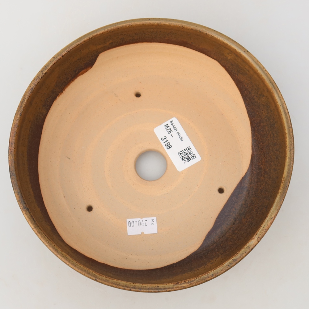 Pot à bonsaï en céramique 19 x 19 x 6 cm, couleur marron