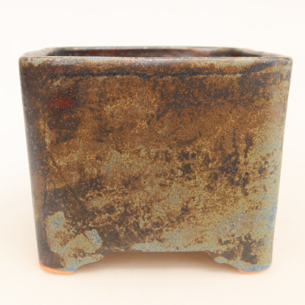Pot à bonsaï en céramique 10,5 x 10,5 x 8,5 cm, couleur marron