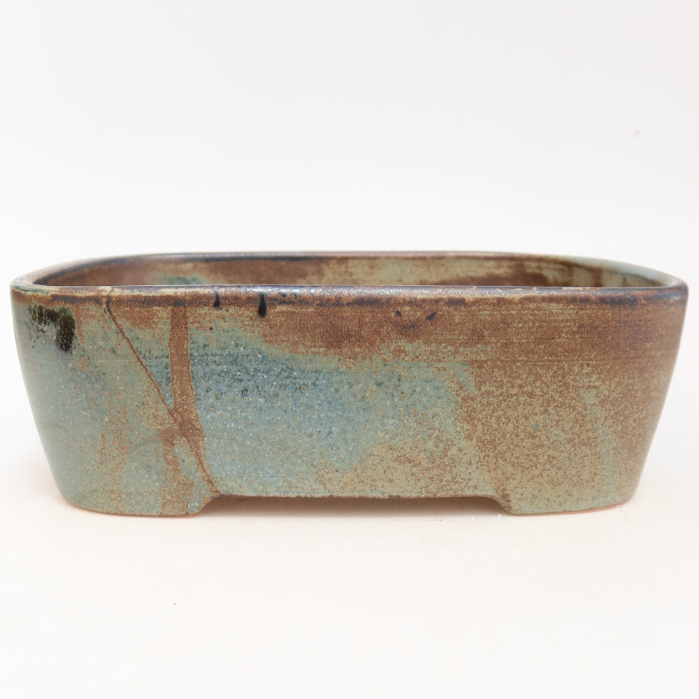 Pot à bonsaï en céramique 23 x 17,5 x 7,5 cm, couleur bleu-brun