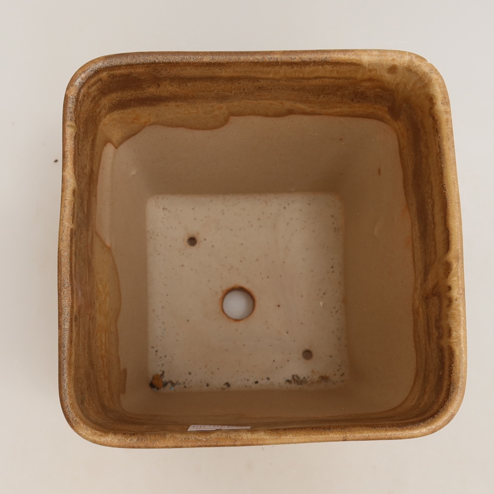 Pot à bonsaï en céramique 13,5 x 13,5 x 15 cm, couleur beige