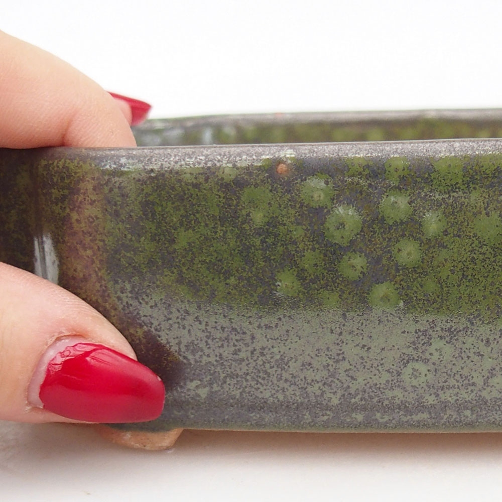 Bol à bonsaï en céramique 16 x 11,5 x 4,5 cm, vert