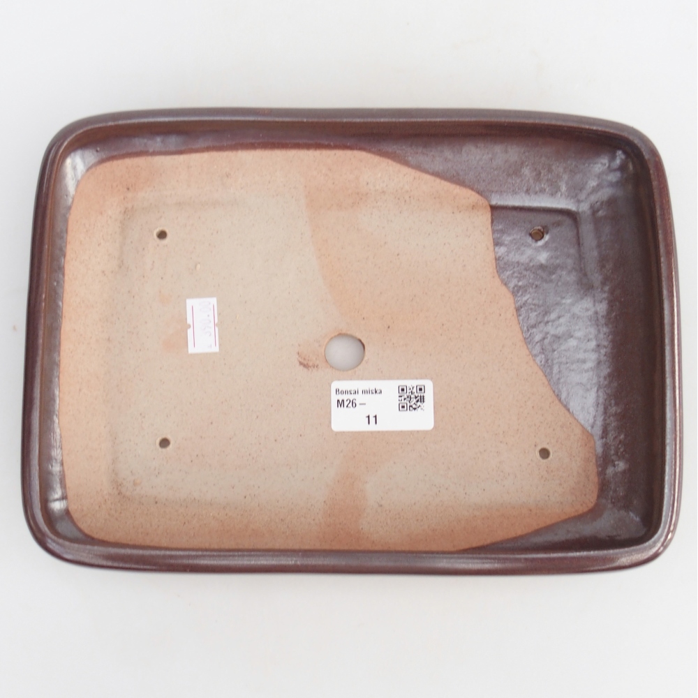Bol à bonsaï en céramique 24 x 17,5 x 4 cm, brun