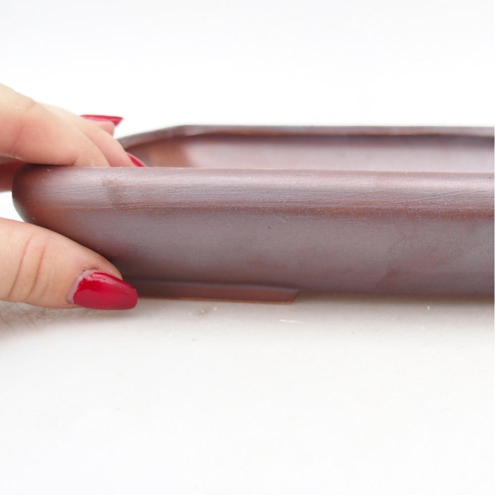 Bol à bonsaï en céramique 24 x 17,5 x 4 cm, couleur métal