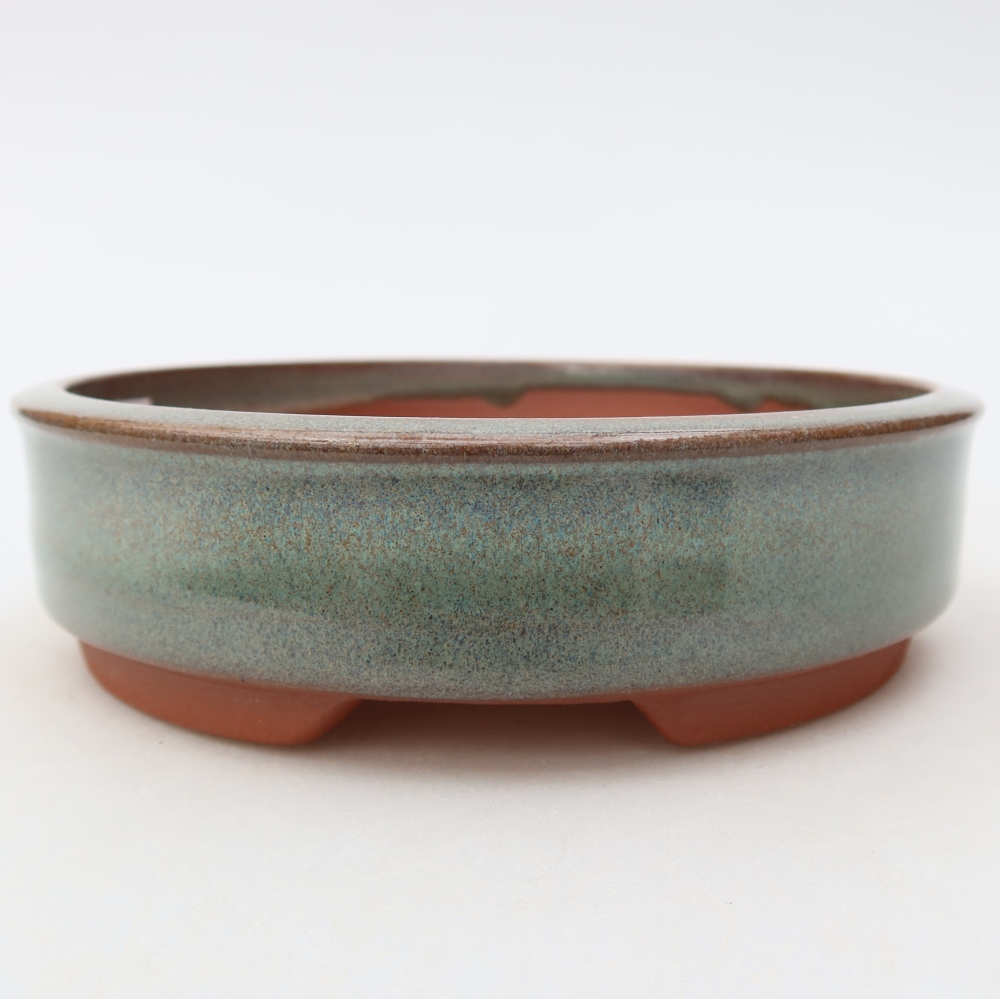 Pot à bonsaï en céramique 14 x 14 x 4 cm, couleur verte