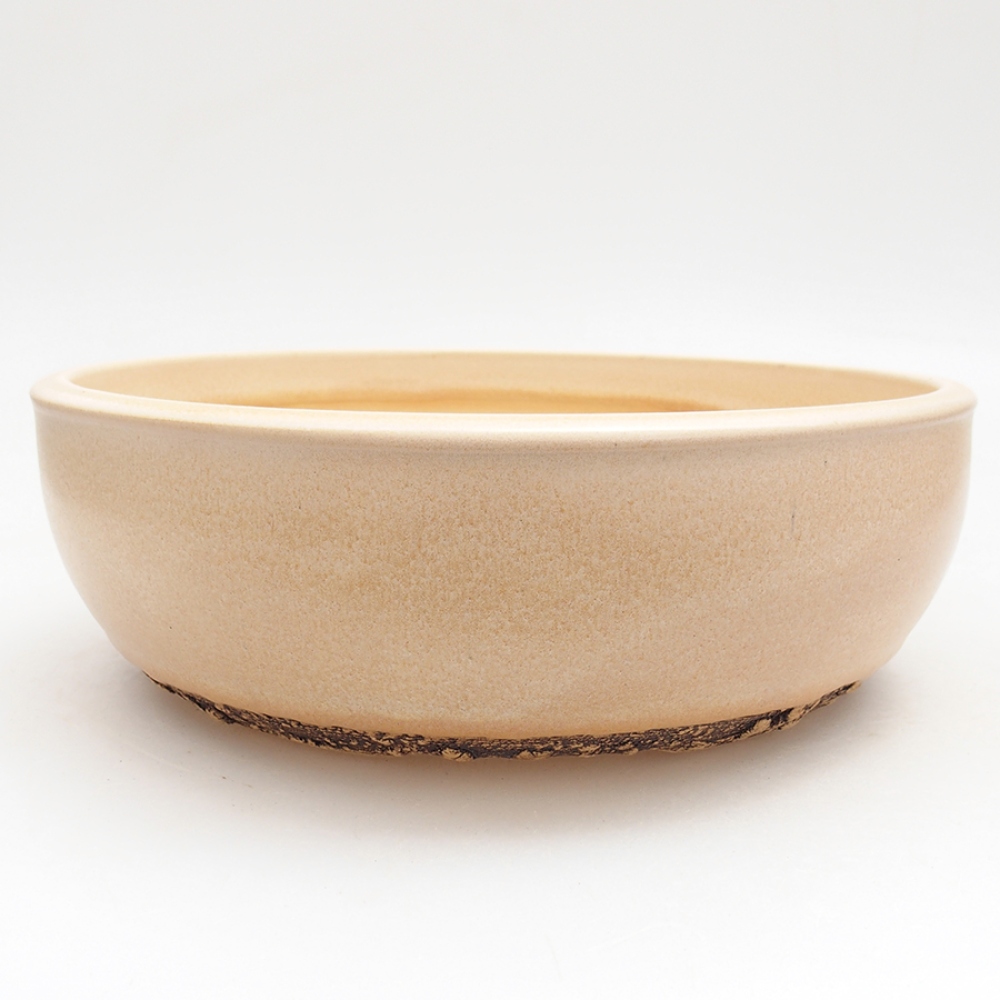 Bol à bonsaï en céramique 21,5 x 21,5 x 7 cm, couleur beige