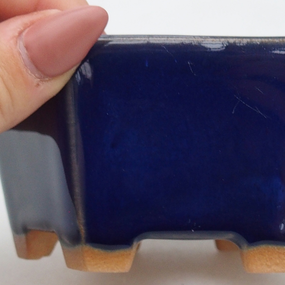 Bol à bonsaï en céramique 10,5 x 9,5 x 5 cm, couleur bleu