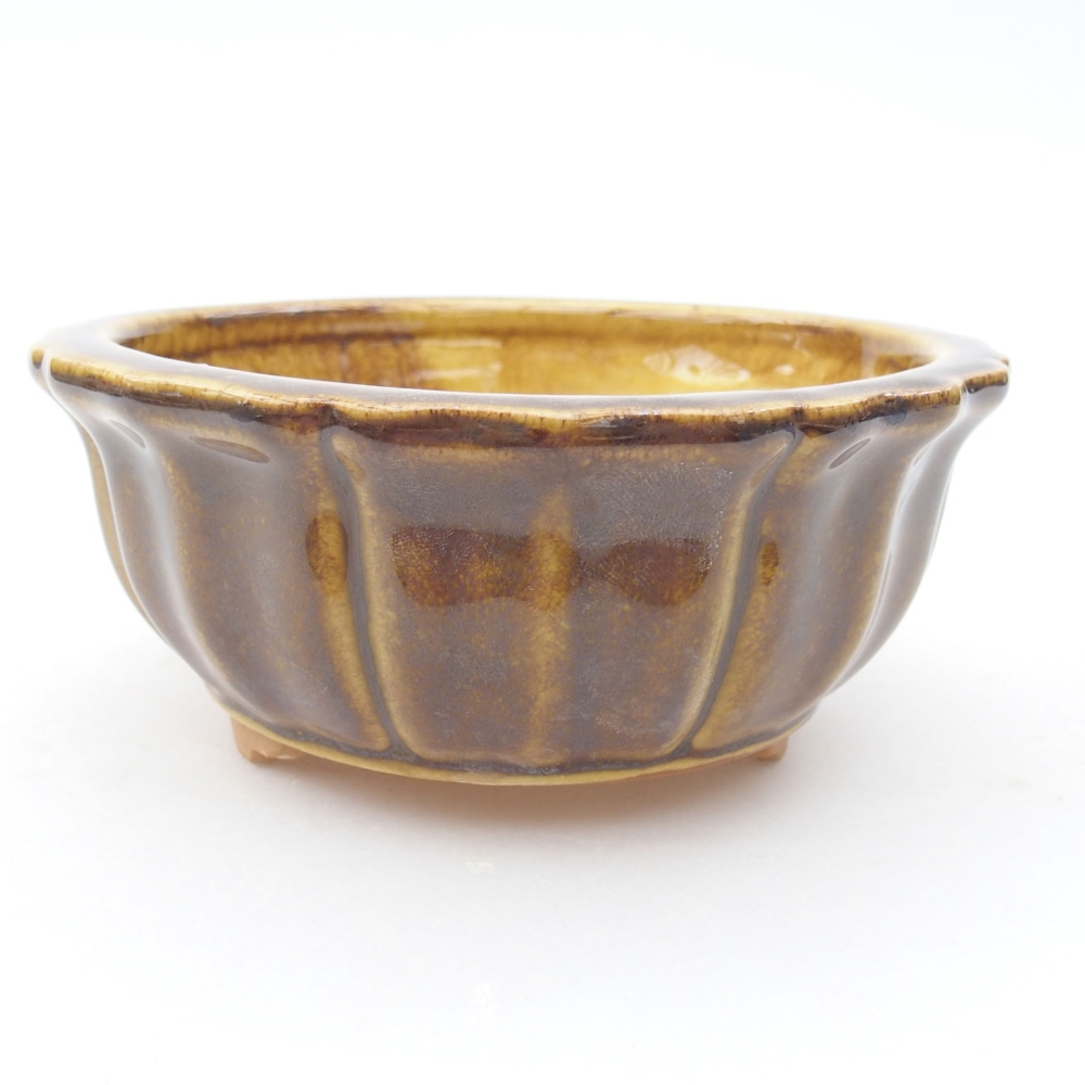 Bol à bonsaï en céramique 11,5 x 11,5 x 5 cm, jaune