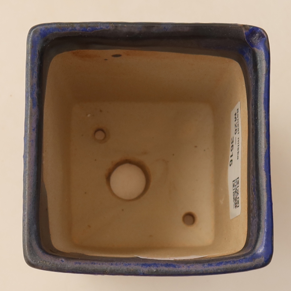 Pot à bonsaï en céramique 7,5 x 7,5 x 10 cm, couleur bleue