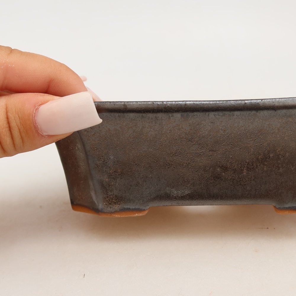 Pot à bonsaï en céramique 13,5 x 11 x 4 cm, couleur métallique