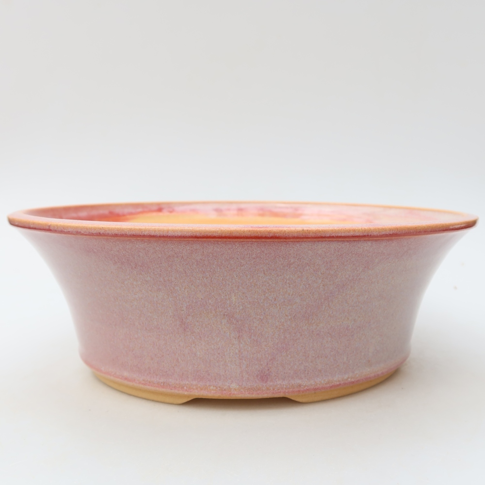 Pot à bonsaï en céramique 25,5 x 25,5 x 8,5 cm, couleur rose