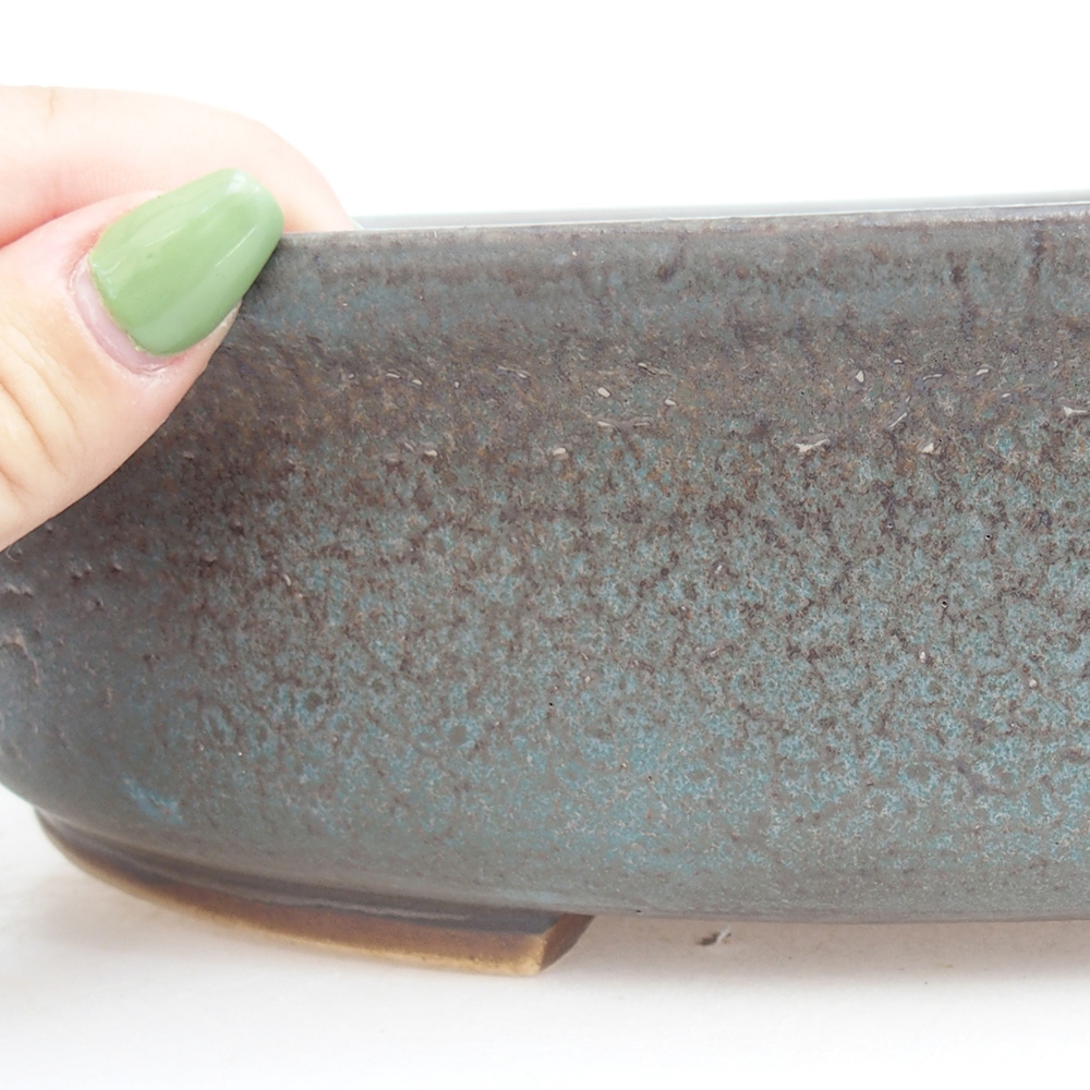 Bol à bonsaï en céramique 32,5 x 28 x 7,5 cm, couleur bleu