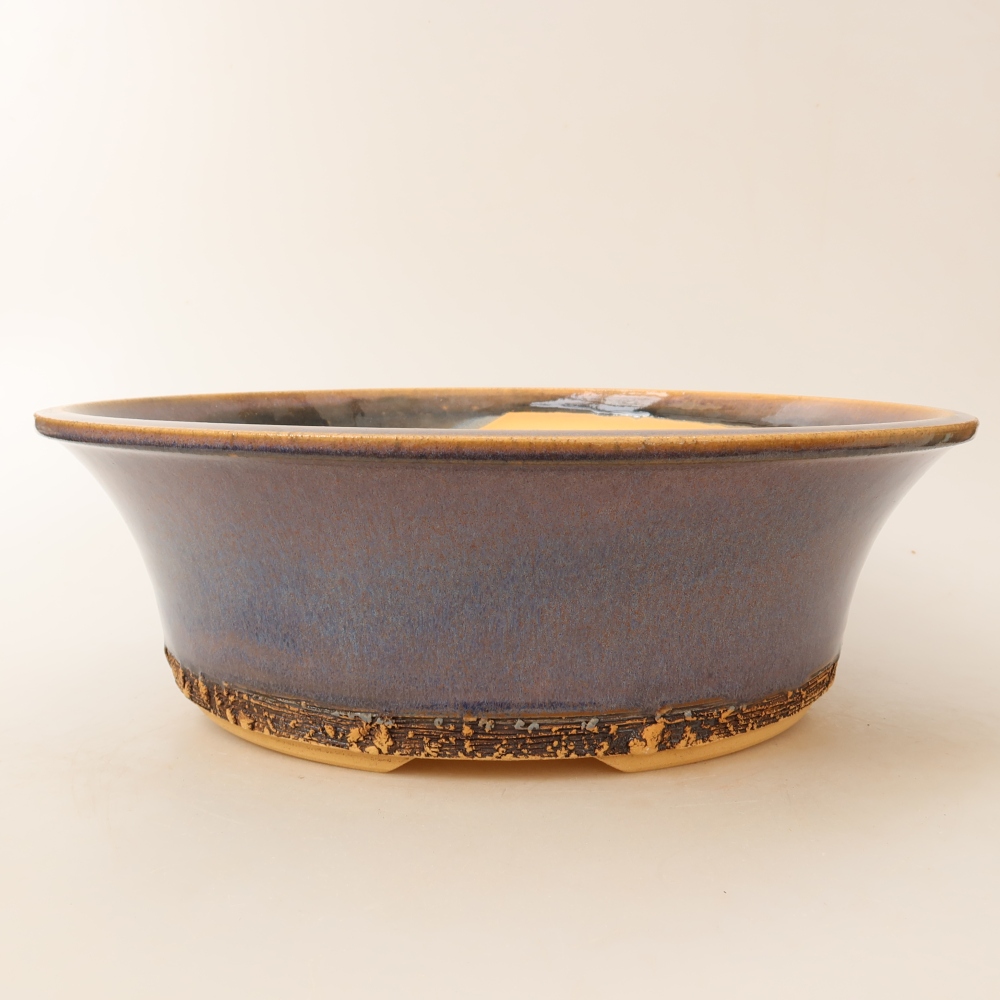 Pot à bonsaï en céramique 29,5 x 29,5 x 9,5 cm, couleur bleue