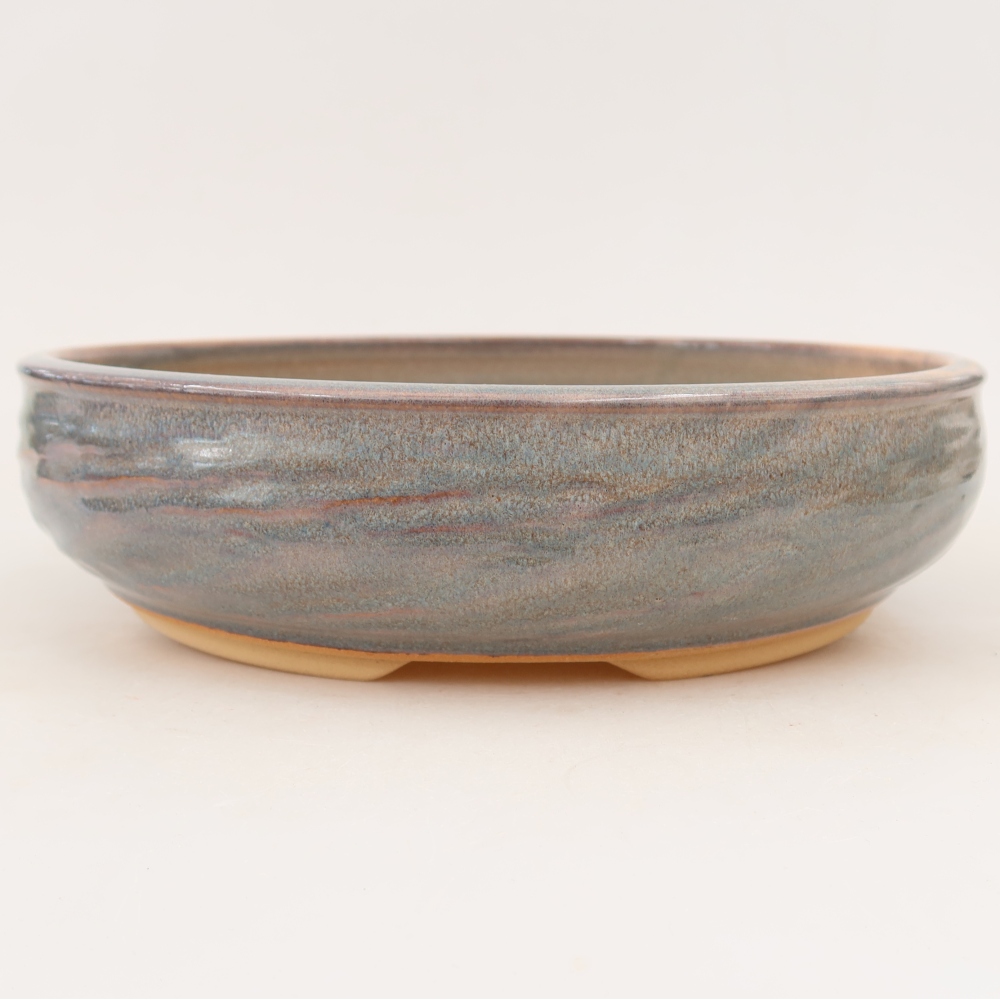 Pot à bonsaï en céramique 27 x 27 x 7 cm, couleur bleue