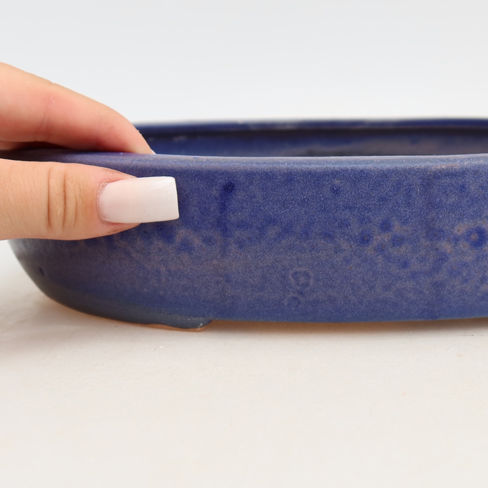 Pot à bonsaï en céramique 27 x 21 x 5,5 cm, couleur bleue