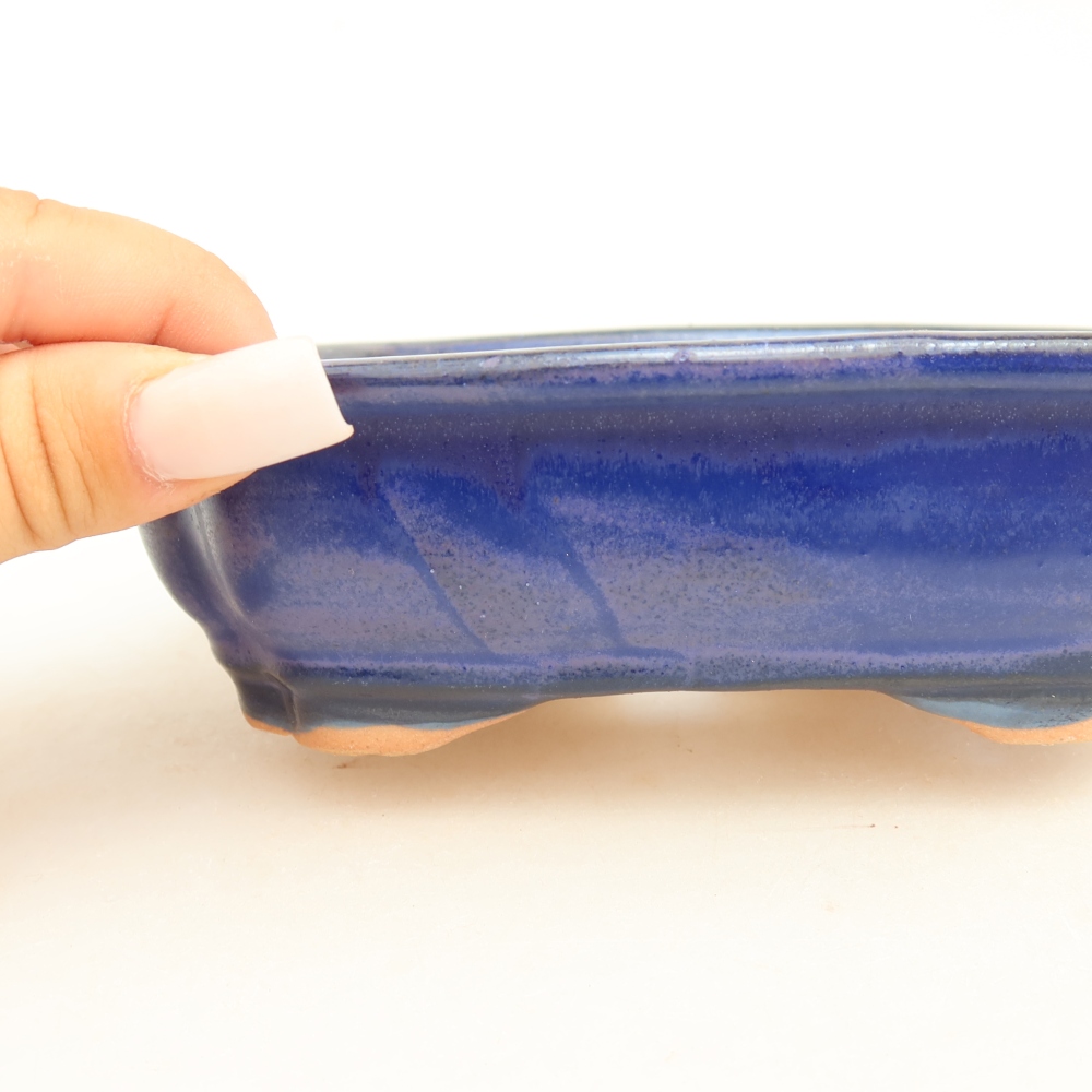 Bol à bonsaï en céramique 15,5 x 12 x 4,5 cm, couleur bleu