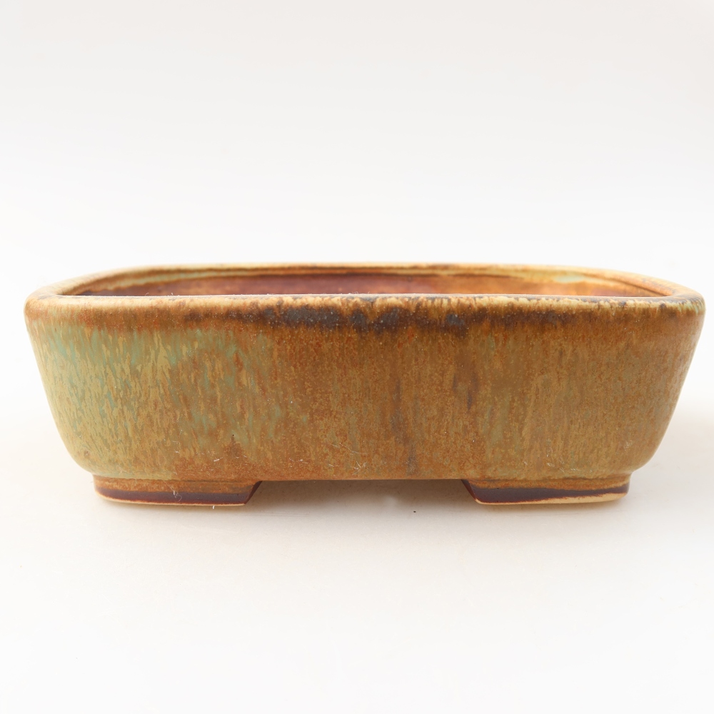 Pot à bonsaï en céramique 14 x 11,5 x 4,5 cm, couleur verte