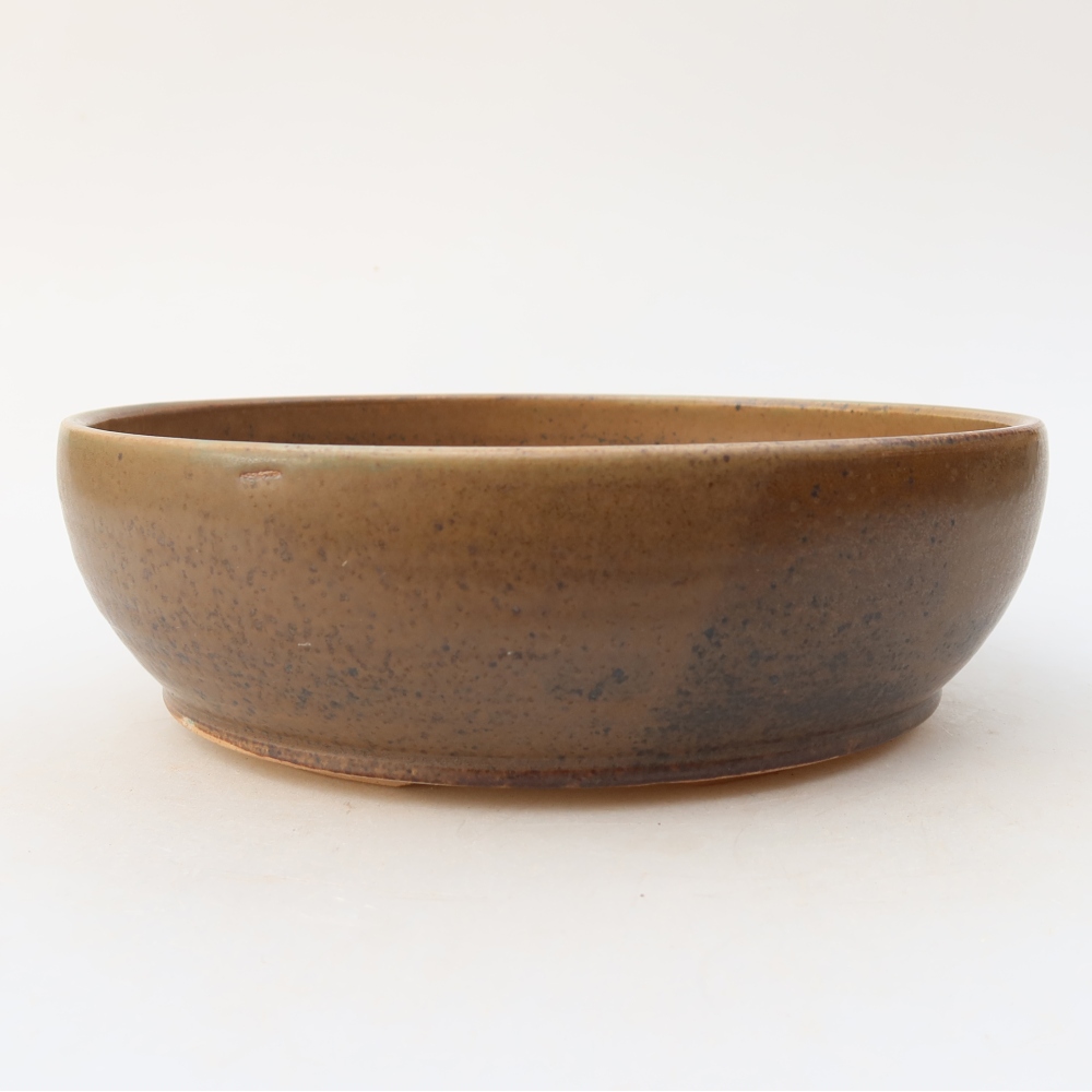 Pot à bonsaï en céramique 19,5 x 19,5 x 6,5 cm, couleur marron