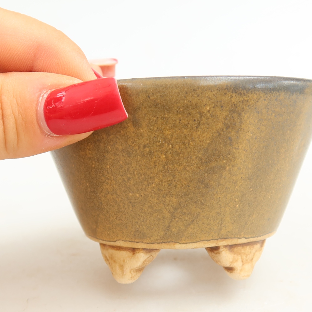 Pot à bonsaï en céramique 8,5 x 8,5 x 5 cm, couleur marron