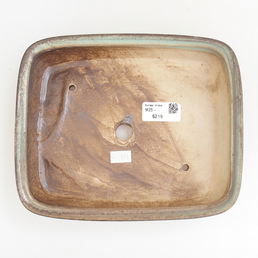 Bol à bonsaï en céramique 21,5 x 17,5 x 5,5 cm, brun