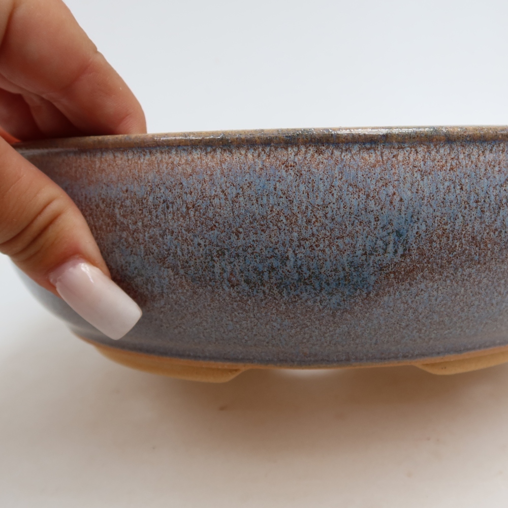 Bol à bonsaï en céramique 21,5 x 21,5 x 6,5 cm, couleur bleu