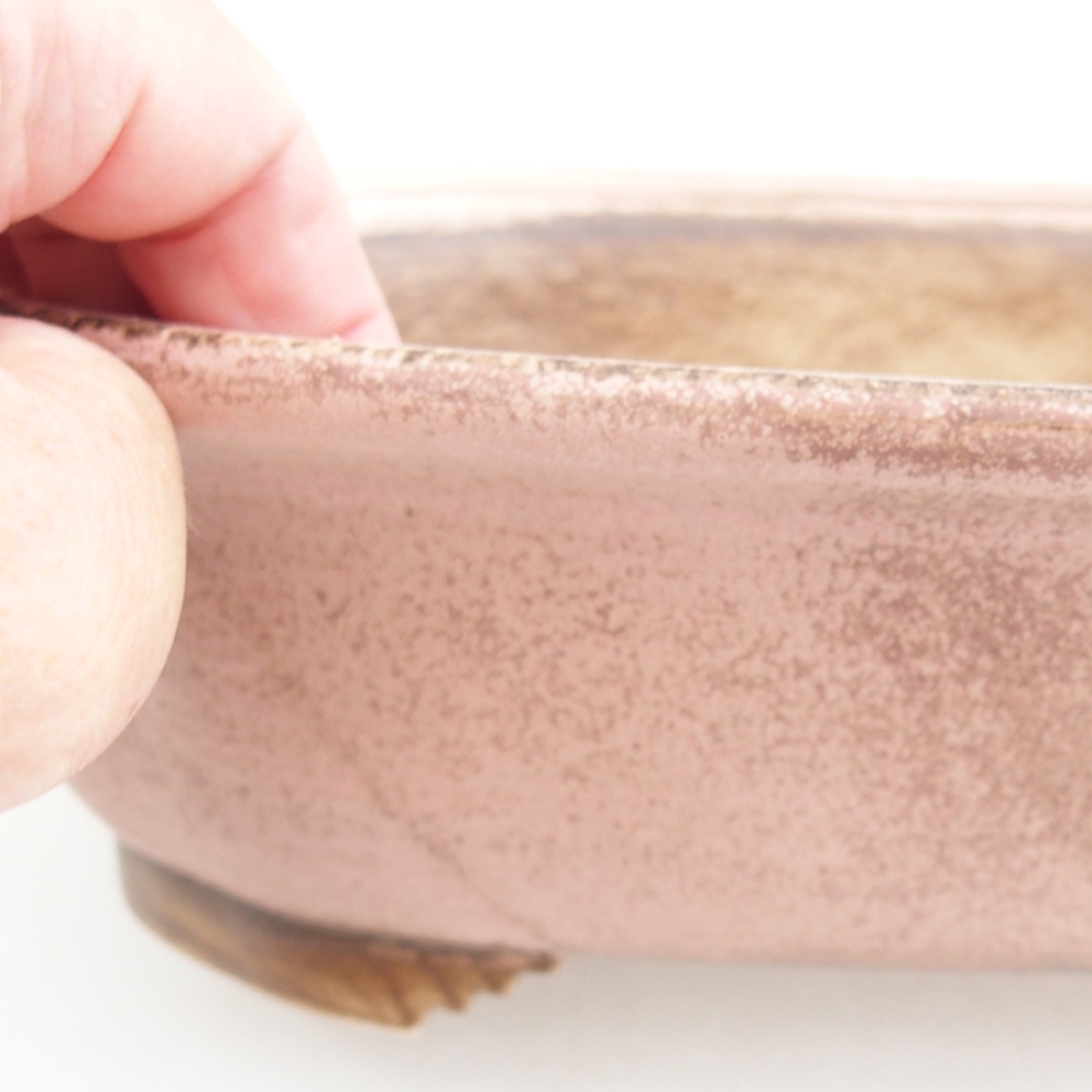 Bol à bonsaï en céramique 25 x 20,5 x 7 cm, rose