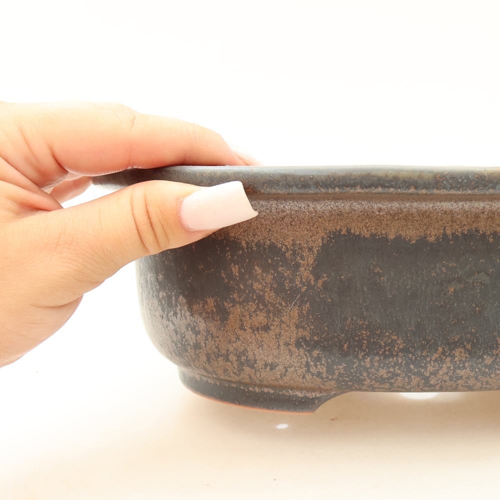 Pot à bonsaï en céramique 23 x 19 x 8 cm, couleur marron
