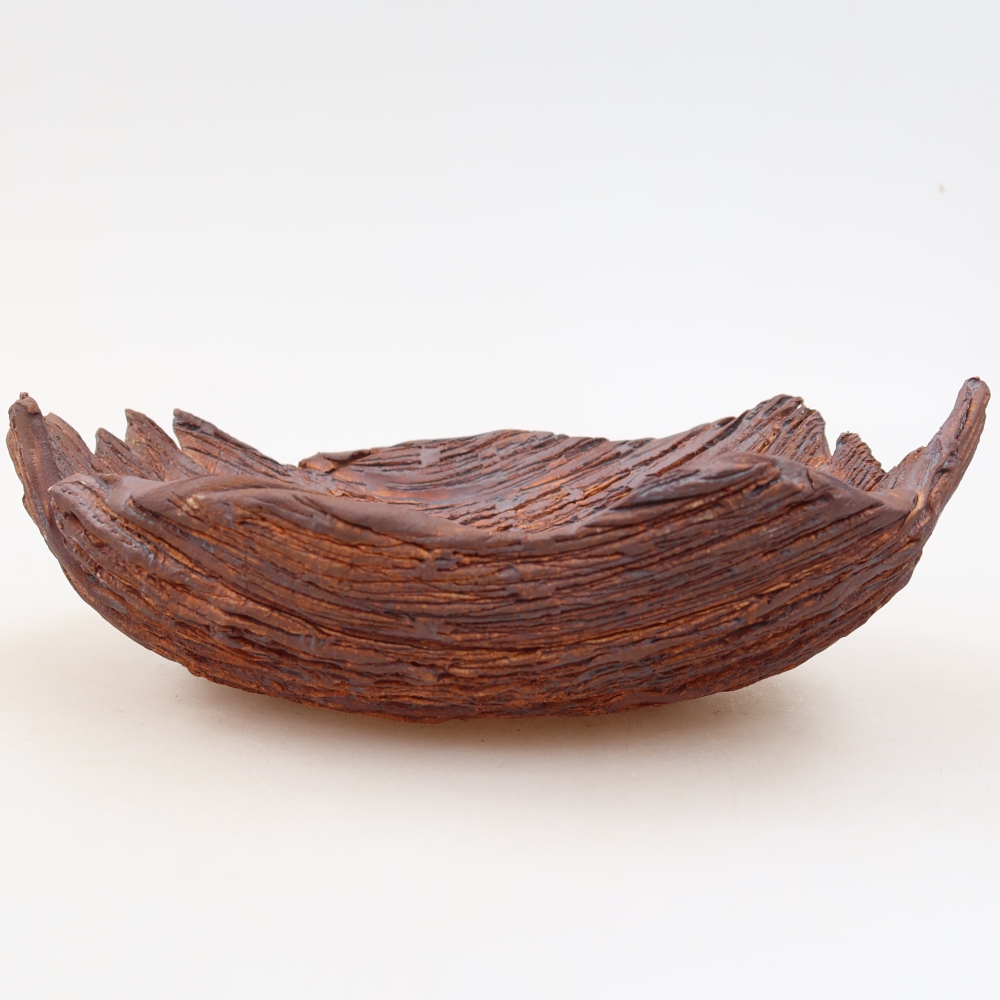 Coquille en céramique  20 x 17 x 7,5 cm, couleur marron