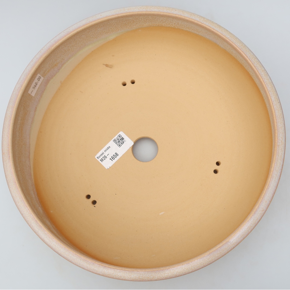 Pot à bonsaï en céramique 25,5 x 25,5 x 8 cm, couleur beige
