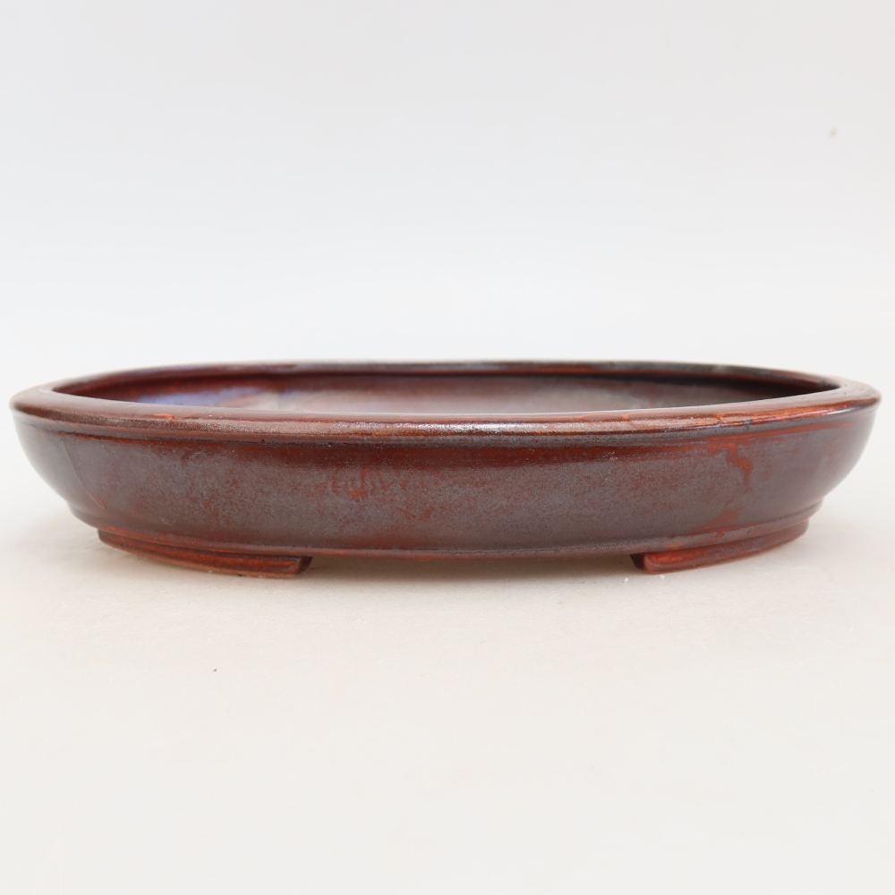 Pot à bonsaï en céramique 24,5 x 20 x 4 cm, couleur rouge métallisé